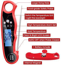 将图片加载到图库查看器,Instant Read Meat Thermometer Upgraded Instant Read Meat Thermometer 2-in-1 Ultra Fast Digital Meat Thermometer for Cooking Oven Safe Food Thermometer Waterproof Ultra Fast Digital Food Water Milk Thermometer for Outdoor Cooking BBQ and Kitchen