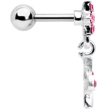 Load image into Gallery viewer, 16G 1/4 Pink Gem Flower Dangle Cartilage Tragus Earring
