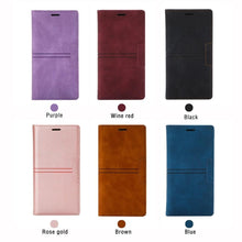Load image into Gallery viewer, Iphone Wallet Skin Friendly Magnetic Flip With Card Slot Leather Case For iPhone 14 Pro Max 13 12 11 Modern Purple Genuine Leather Detachable Magnetic Flip Cover with Card Holders