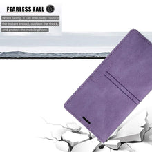Load image into Gallery viewer, Iphone Wallet Skin Friendly Magnetic Flip With Card Slot Leather Case For iPhone 14 Pro Max 13 12 11 Modern Purple Genuine Leather Detachable Magnetic Flip Cover with Card Holders
