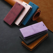 Load image into Gallery viewer, Iphone Wallet Skin Friendly Magnetic Flip With Card Slot Leather Case For iPhone 14 Pro Max 13 12 11 Modern Purple Genuine Leather Detachable Magnetic Flip Cover with Card Holders