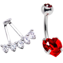 将图片加载到图库查看器,Clear Red CZ Gem Sweet Heart Sweep Dangle Belly Ring