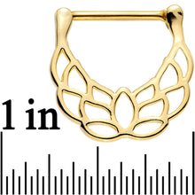 将图片加载到图库查看器,14G 9/16 Gold Plated Lovely Lotus Flower Nipple Clicker Set
