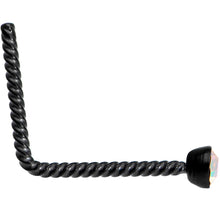 Load image into Gallery viewer, Aurora 2mm Gem Inlay Black So Twisted L Shaped Nose Ring