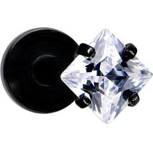 Load image into Gallery viewer, 16G 5/16 Clear Gem Black Anodized Raised Rhombus Labret Monroe