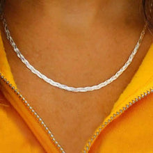 Load image into Gallery viewer, Italian Sterling Silver Braided Herringbone Necklace by Verona
