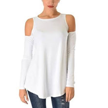 将图片加载到图库查看器,Women's Ribbed Cold-Shoulder Long-Sleeve Top - Assorted Sizes