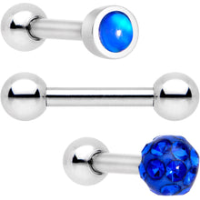 将图片加载到图库查看器,16G 1/4 Blue Faux Opal Inlay Cartilage Tragus Earring 3 Pack Set