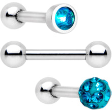 Load image into Gallery viewer, 16G 1/4 Teal Faux Opal Inlay Cartilage Tragus Earring 3 Pack Set