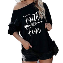 Load image into Gallery viewer, Jawint Womens Faith Over Fear Long Sleeve T-Shirt