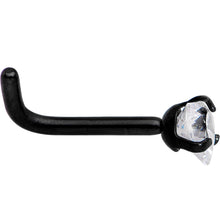 Load image into Gallery viewer, 18G 1/4 Clear Heart 3mm CZ Gem Black IP L-Shape Nose Ring
