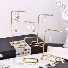 Load image into Gallery viewer, Jewelry Display Holder Metal Earring Storage Rack Jewelry Organizer Holder Earring Necklace Pendants Organizer Display Stand Jewelry Stand Display Necklace Holder Plated Metal Tabletop Jewelry Organizer