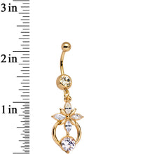 将图片加载到图库查看器,Clear Gem Gold Anodized Celestial Flower Power Dangle Belly Ring