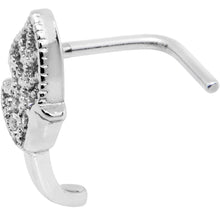 Load image into Gallery viewer, 18G Clear CZ Leaf Faux Hoop L Shaped Nose Ring
