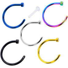 Load image into Gallery viewer, 18G 3/8 Pack Set of 5 Assorted Stainless Steel Nose Hoop Rings