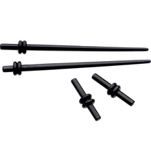 Load image into Gallery viewer, Black Acrylic Straight Plug and Tapers Set of 4
