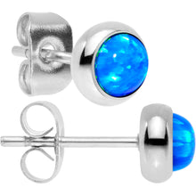 Load image into Gallery viewer, Blue Synthetic Opal 316L Surgical Steel Stud Earrings