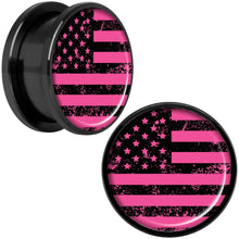 Load image into Gallery viewer, Pink American Flag Black Anodized Screw Fit Plug Set 18mm