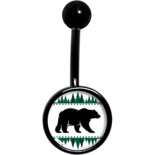 将图片加载到图库查看器,Winter Polar Bear in Woods Black Belly Ring