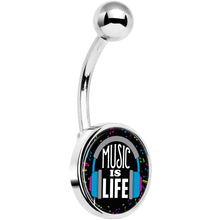 Load image into Gallery viewer, Music is Life Headphones Belly Ring