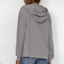 Load image into Gallery viewer, Kangaroo Pocket Striped Drawstring Hoodie