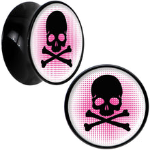 将图片加载到图库查看器,Black Acrylic Pink Black Skull Saddle Plug Set 5/8