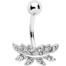 将图片加载到图库查看器,Clear Gem Sprouting Ivy Leaf Belly Ring