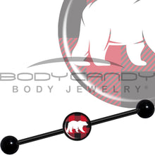 Load image into Gallery viewer, 14G Red Black Plaid Polar Bear Black Industrial Barbell 37mm