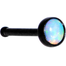 Load image into Gallery viewer, White 3mm Synthetic Opal Inlay Black Anodized Nose Bone