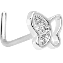 将图片加载到图库查看器,20G 1/4 Clear CZ Gem Butterfly L Shaped Nose Ring
