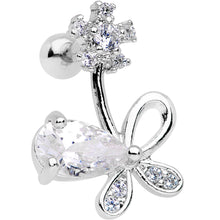 Load image into Gallery viewer, Clear CZ Gem Glamour Bow Right Cartilage Tragus Earring