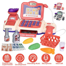 Load image into Gallery viewer, Kids Cash Register Pretend Play Cashier Toy with Scanner Calculator