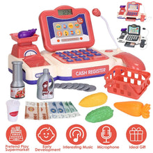 Load image into Gallery viewer, Kids Cash Register Pretend Play Cashier Toy with Scanner Calculator