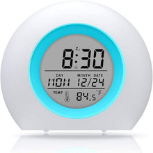 将图片加载到图库查看器,Kids Digital Alarm Clock 7 Color Night Light Snooze Temperature Detect Children Sleep Bedside Color Night Light Snooze Temperature Detect for Toddler Children Boys and Girls Students to Wake up at Bedroom Bedside Cute Wake Up Timer Alarm Clock