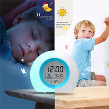 将图片加载到图库查看器,Kids Digital Alarm Clock 7 Color Night Light Snooze Temperature Detect Children Sleep Bedside Color Night Light Snooze Temperature Detect for Toddler Children Boys and Girls Students to Wake up at Bedroom Bedside Cute Wake Up Timer Alarm Clock