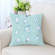 Load image into Gallery viewer, Kids Funny White Teeth Pillow Cover Cartoon Fairies Clean The Tooth Care Treatmen Toothbrush Character Cleaning Velvet Fabric Cushion Cover Decorative Square Cushion Cover Standard Pillow Cases For Home Sofa Bedroom Livingroom 45x45cm