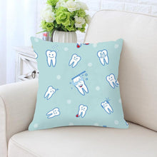Load image into Gallery viewer, Kids Funny White Teeth Pillow Cover Cartoon Fairies Clean The Tooth Care Treatmen Toothbrush Character Cleaning Velvet Fabric Cushion Cover Decorative Square Cushion Cover Standard Pillow Cases For Home Sofa Bedroom Livingroom 45x45cm