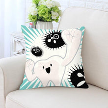Load image into Gallery viewer, Kids Funny White Teeth Pillow Cover Cartoon Fairies Clean The Tooth Care Treatmen Toothbrush Character Cleaning Velvet Fabric Cushion Cover Decorative Square Cushion Cover Standard Pillow Cases For Home Sofa Bedroom Livingroom 45x45cm