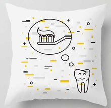 Load image into Gallery viewer, Kids Funny White Teeth Pillow Cover Cartoon Fairies Clean The Tooth Care Treatmen Toothbrush Character Cleaning Velvet Fabric Cushion Cover Decorative Square Cushion Cover Standard Pillow Cases For Home Sofa Bedroom Livingroom 45x45cm