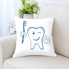 Load image into Gallery viewer, Kids Funny White Teeth Pillow Cover Cartoon Fairies Clean The Tooth Care Treatmen Toothbrush Character Cleaning Velvet Fabric Cushion Cover Decorative Square Cushion Cover Standard Pillow Cases For Home Sofa Bedroom Livingroom 45x45cm