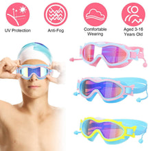 Load image into Gallery viewer, Kids Swim Goggles with Ear Plugs UV Protection Anti-Fog Leak Proof