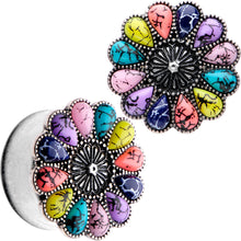 Load image into Gallery viewer, Southwestern Pinwheel Flower Double Flare Plug Set Set 2G to 22mm