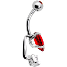 Load image into Gallery viewer, Clear Red CZ Gem Love is in the Air Dangle Belly Ring