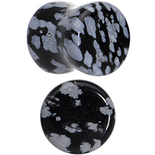 Load image into Gallery viewer, 00G Obsidian Snowflake Natural Stone Saddle Plug Set