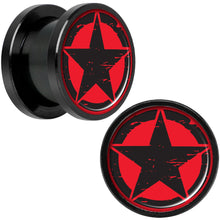 将图片加载到图库查看器,Black Red Distressed Star Black Anodized Screw Fit Plug Set 1/2