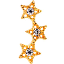 Load image into Gallery viewer, 18G Clear Gem Rose Gold Plated Star Trio Cartilage Tragus Earring
