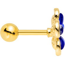 Load image into Gallery viewer, 16G 1/4 Blue Gem Gold PVD Flower Tragus Cartilage Earring