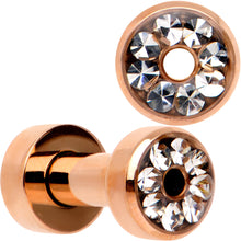 将图片加载到图库查看器,Clear CZ Gem Rose Gold PVD Bling Screw Fit Tunnel Plug Set 3mm to 16mm