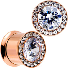 Load image into Gallery viewer, 1/2 Clear CZ Gem Rose Gold PVD Goddess of Glam Screw Fit Plug Set