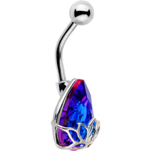 将图片加载到图库查看器,Blue Gem Teardrop Lotus Flower Belly Ring